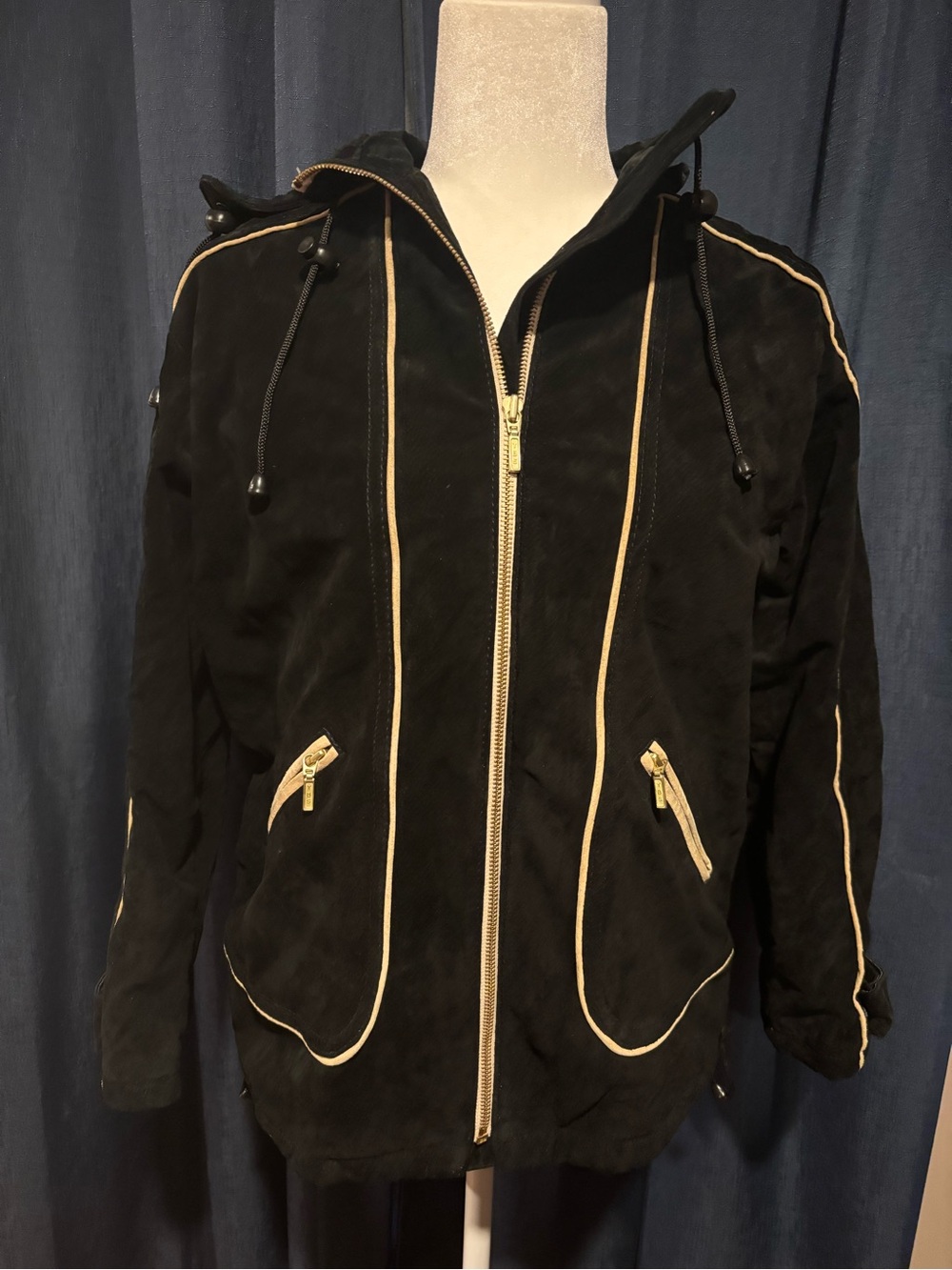 Vintage Choice brand 100% genuine pigskin leather hooded jacket made in Italy